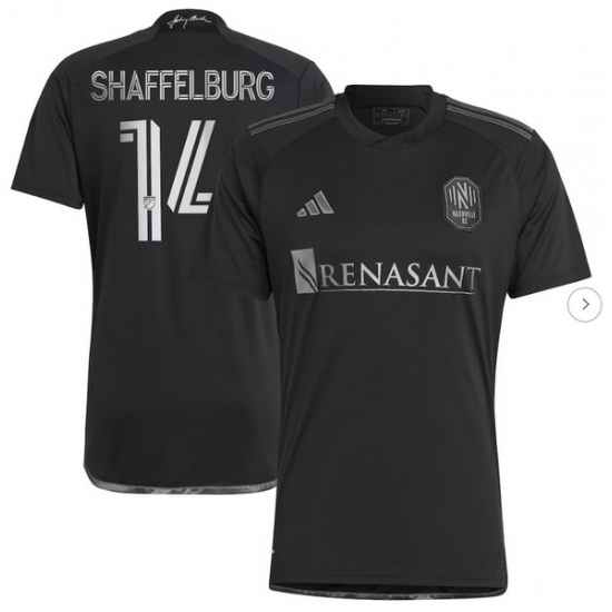 Mens Nashville SC Jacob Shaffelburg adidas Black 2024 Man In Black Kit Replica Player Jersey